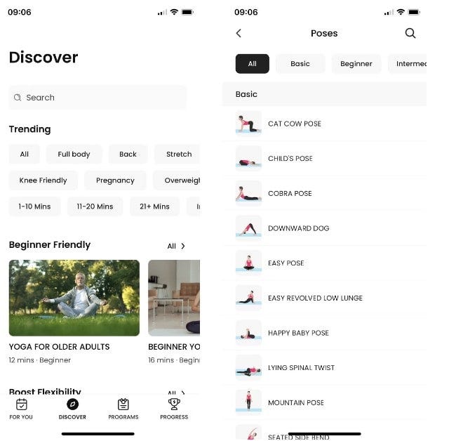 Aplikace jógy na hubnutí na podporu mysli a těla - Android iOS 