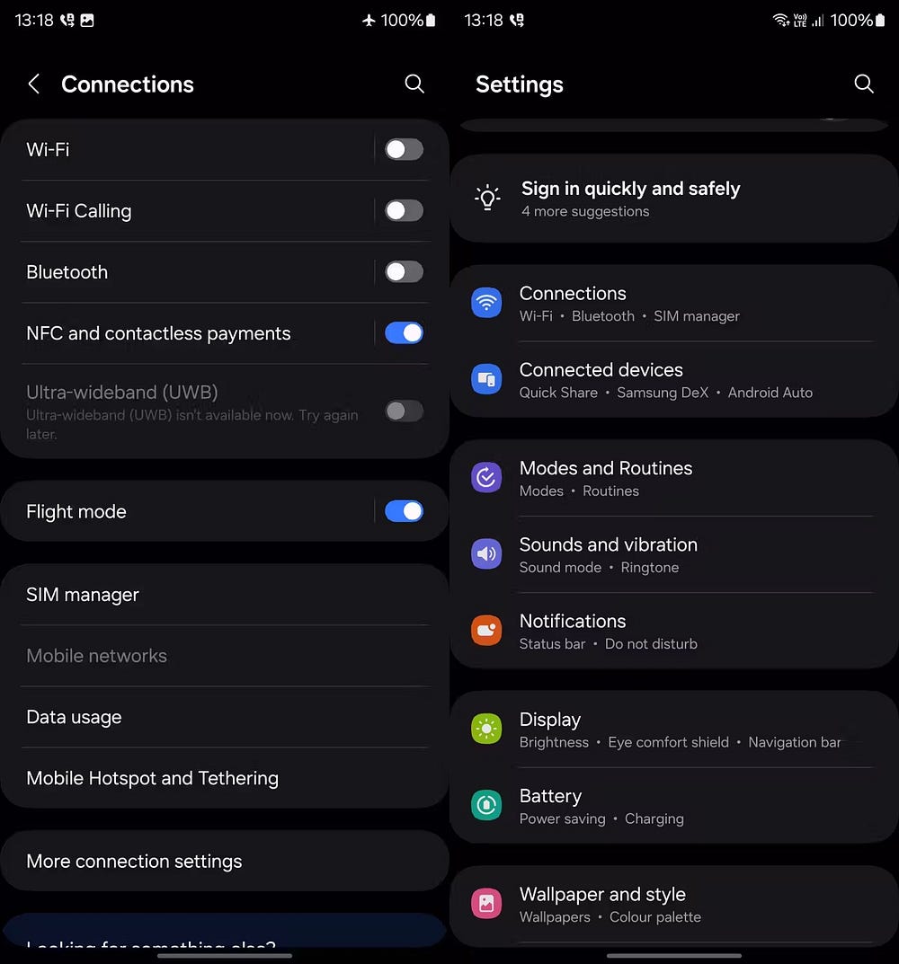 Android |  Není registrován v síti 2 |  1SsOWj3oLY9D6zsfiE yNgw DzTechs