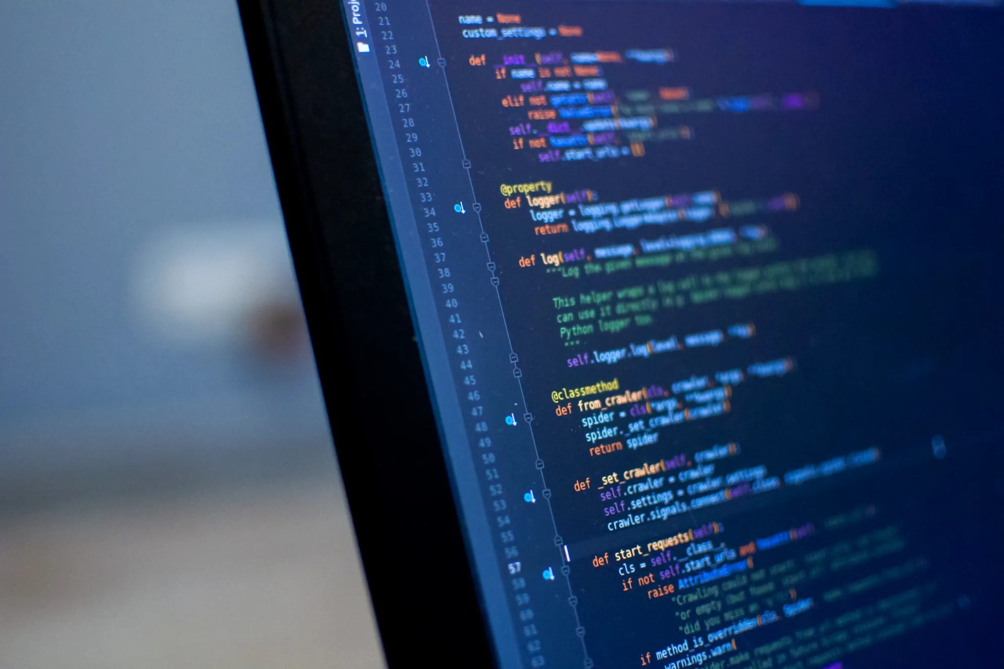 Python -kód na obrazovce počítače