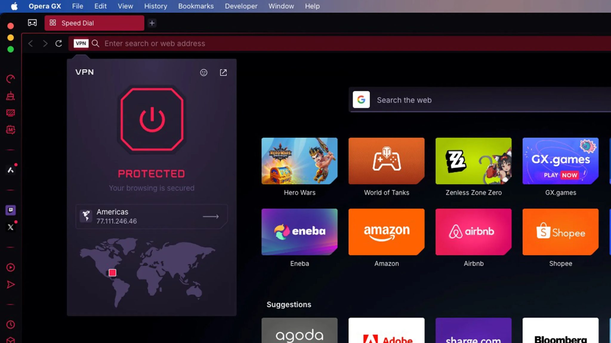 Postaveno -ve VPN na opeře GX