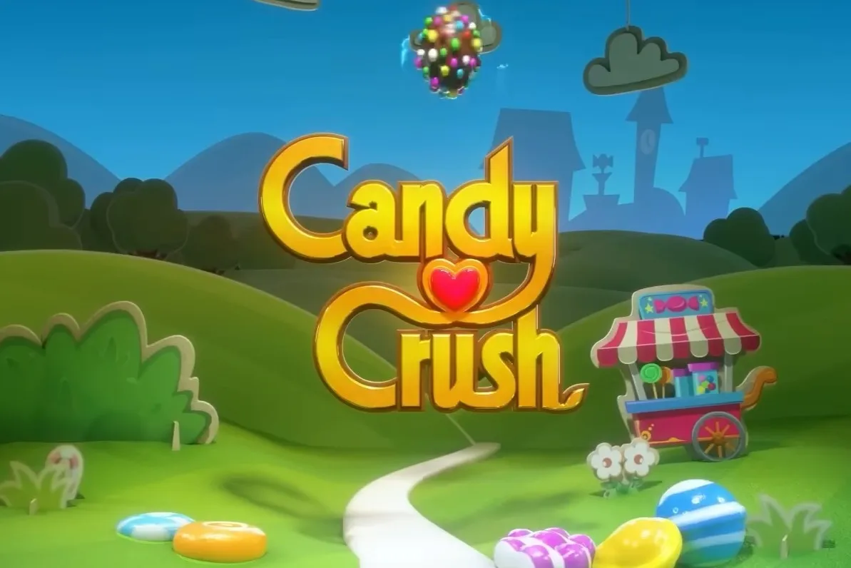 Logo Candy Crush s pěkným zeleným pozadím