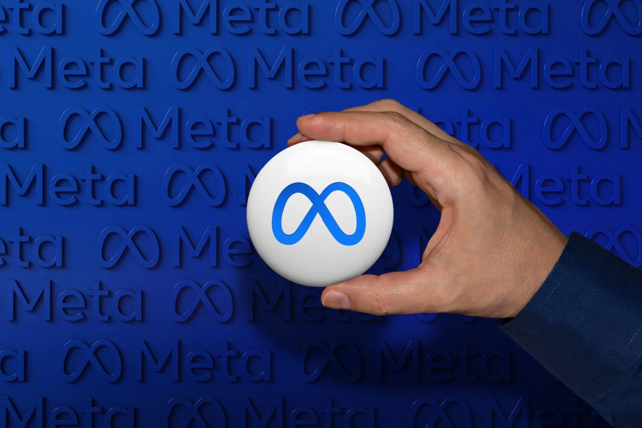 Meta -logo na tlačítku s pozadím