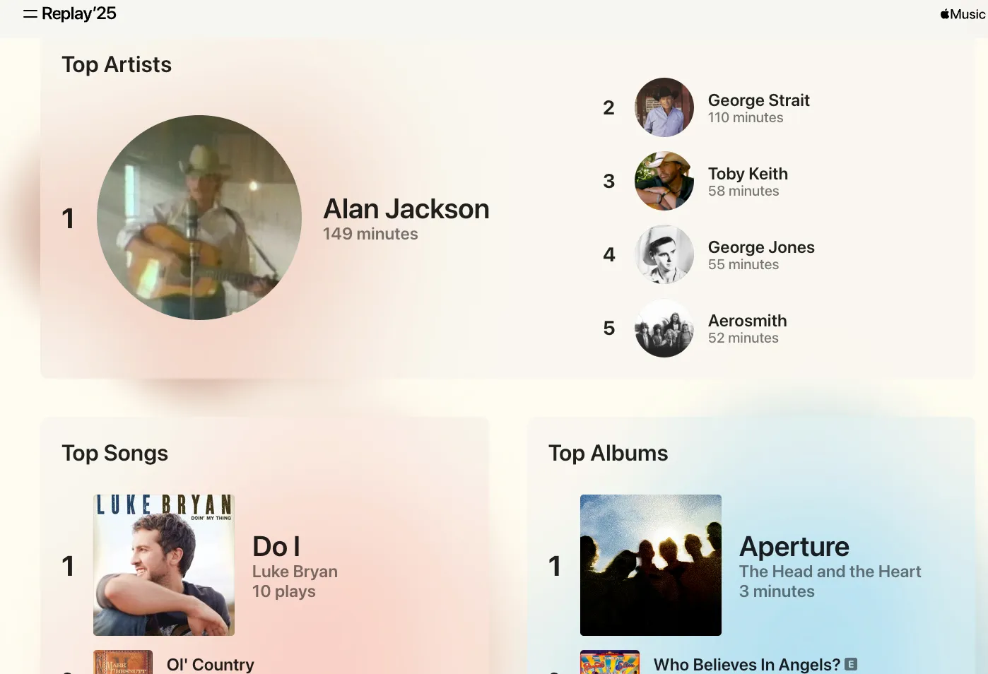 Obnovitelná nabídka Apple Music.