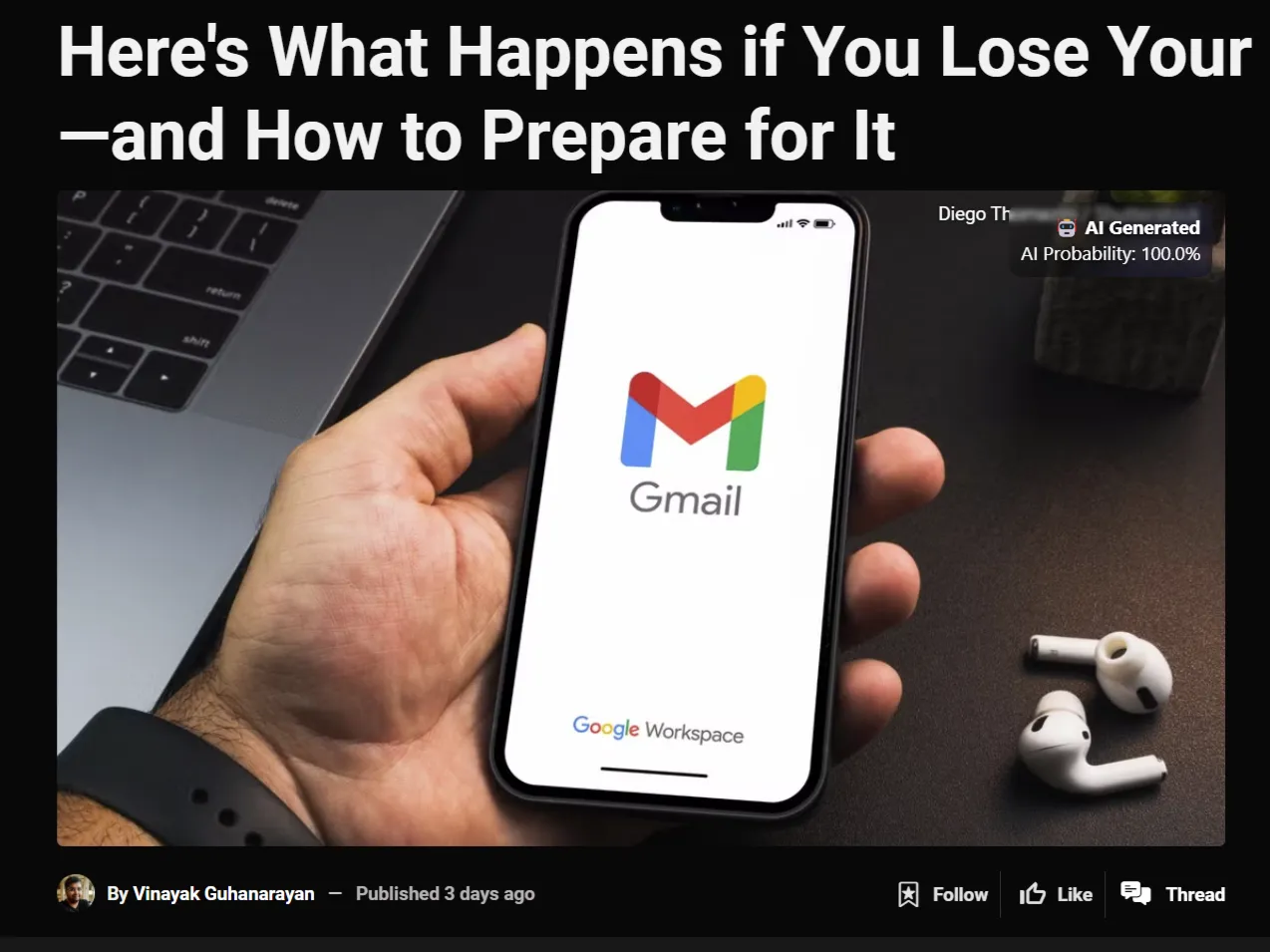 Skutečná fotografie označená jako AI generovaná Bitmind Chrome Extension.