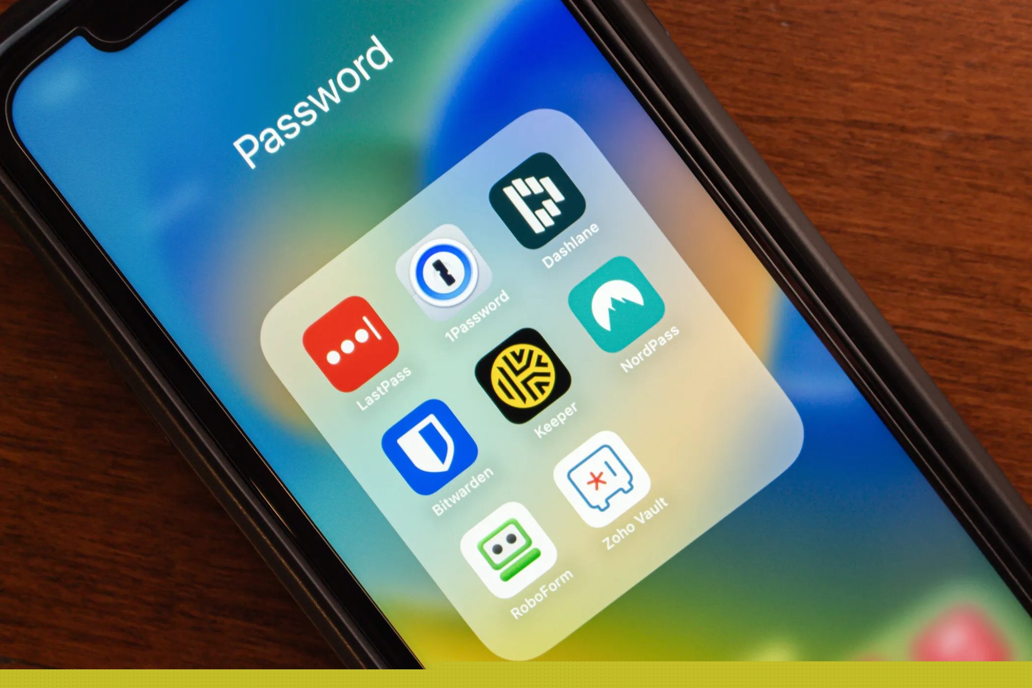 Protokoly správy hesel na obrazovce smartphonu.