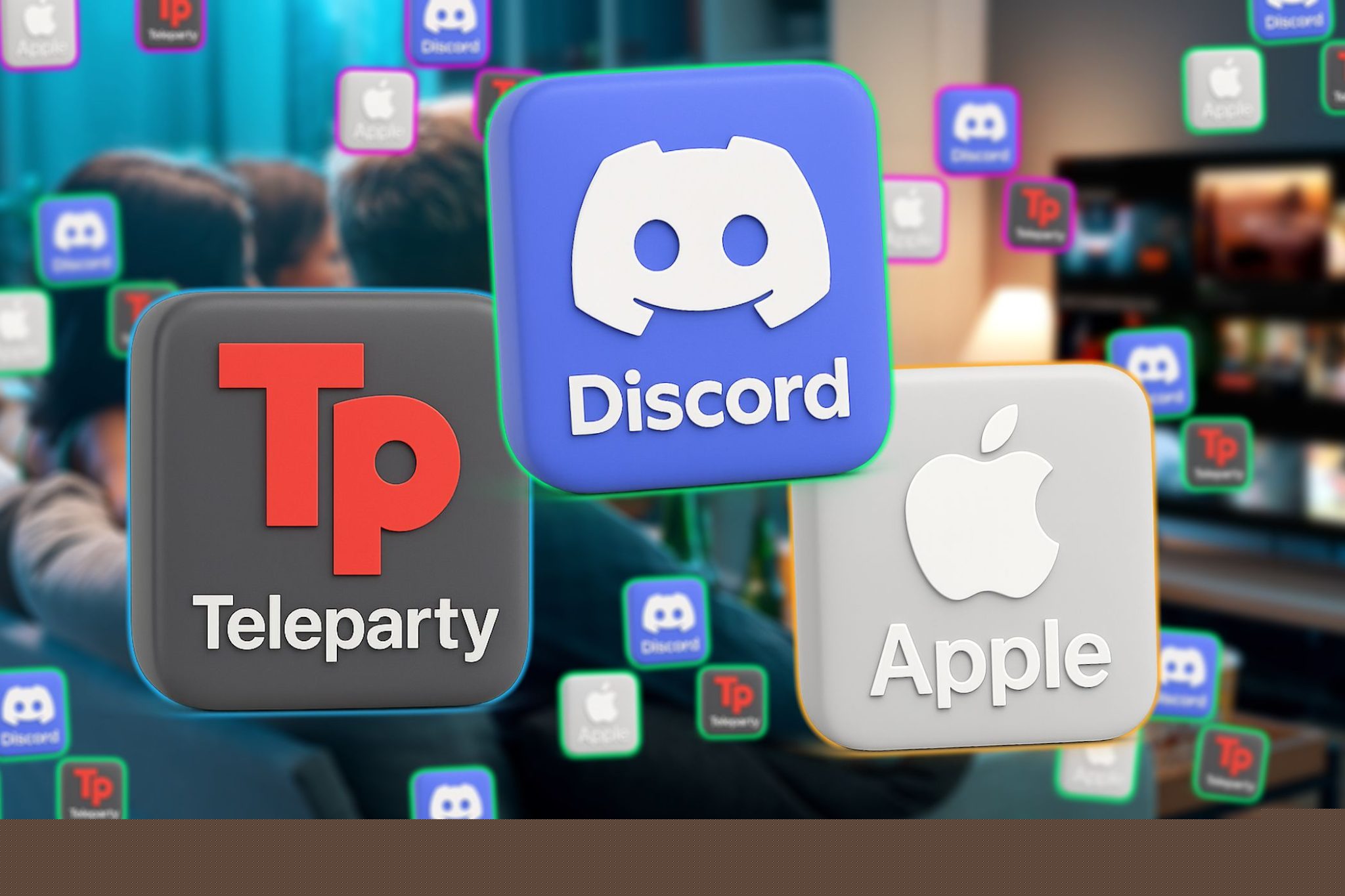Teleposition Discord Apple s rodinným pozadím sledováním filmu.