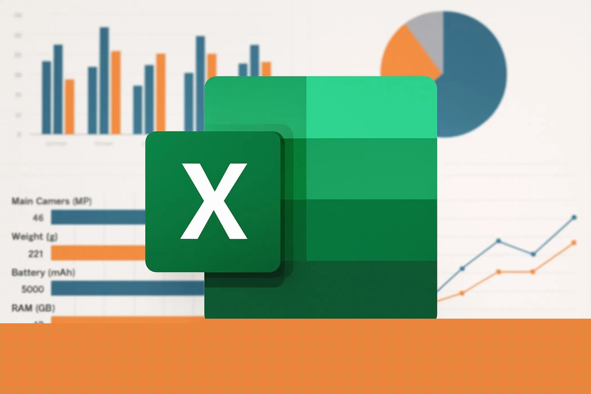 Excel -logo s řadou plánů v pozadí