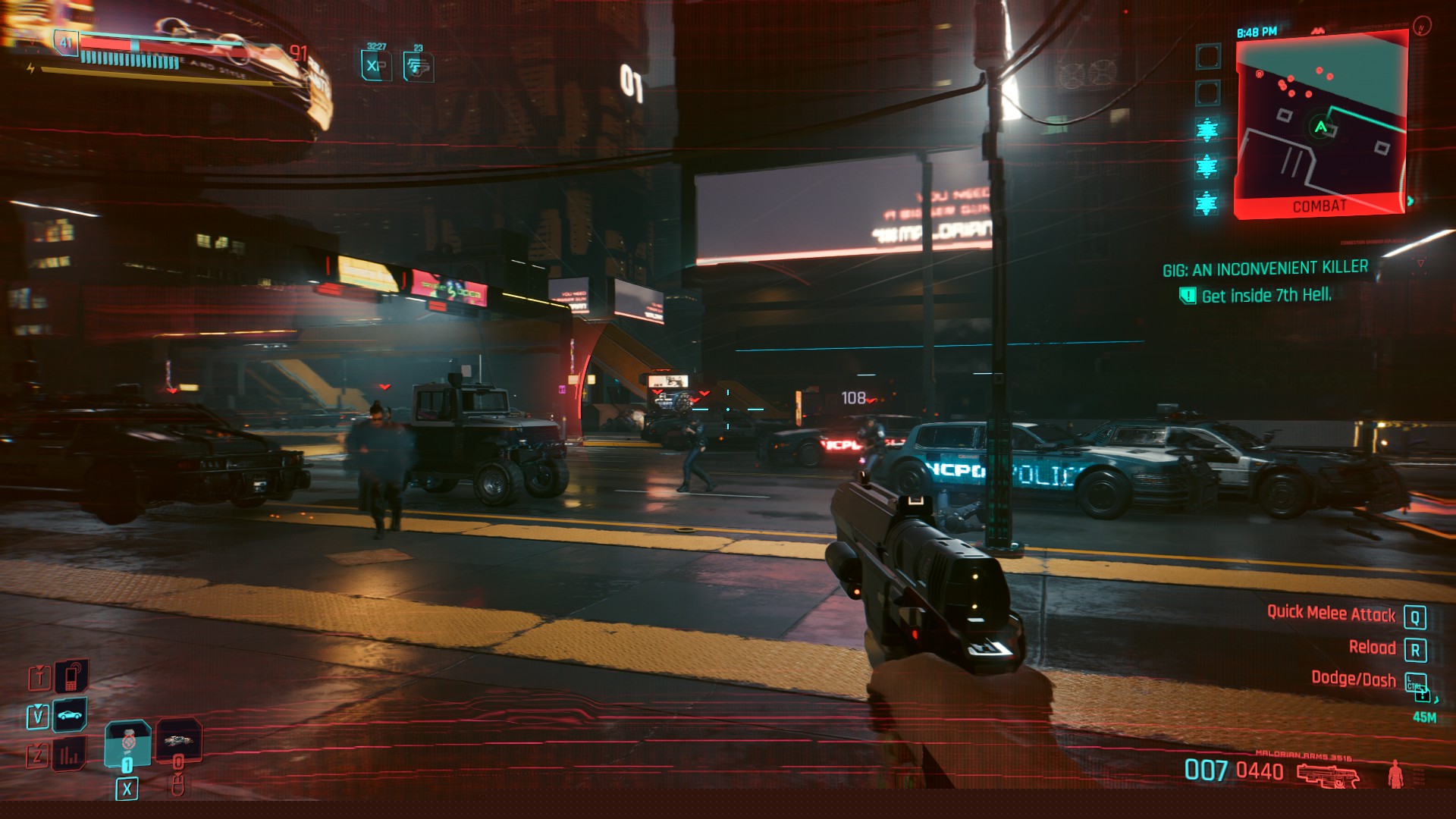 Vypnutí víly boje střelné zbraně v Cyberpunk 2077