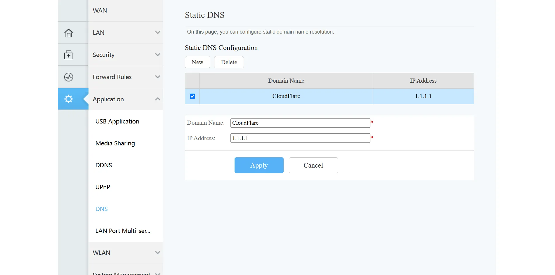 Připraveno Cloudflare DNS na routeru