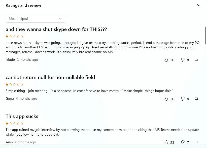 Recenze týmů společnosti Microsoft v Microsoft Store