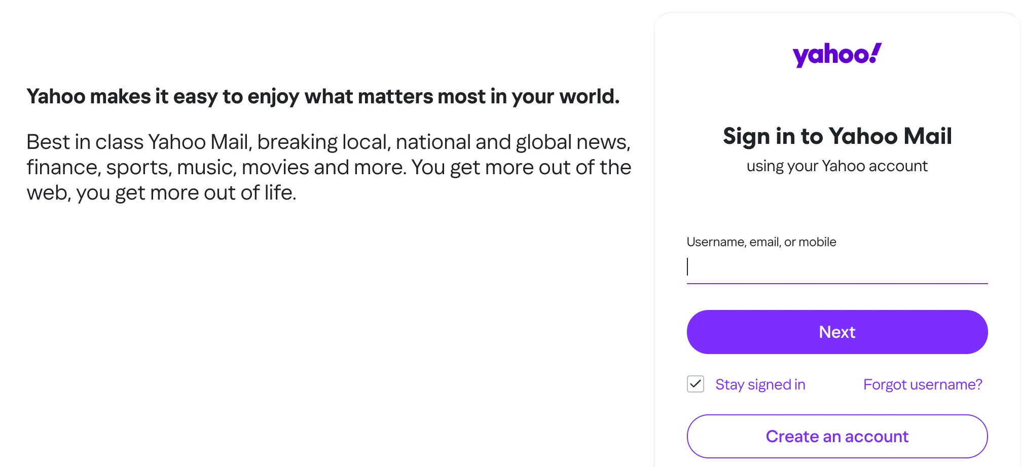 Přihlaste se na poštovní účet Yahoo