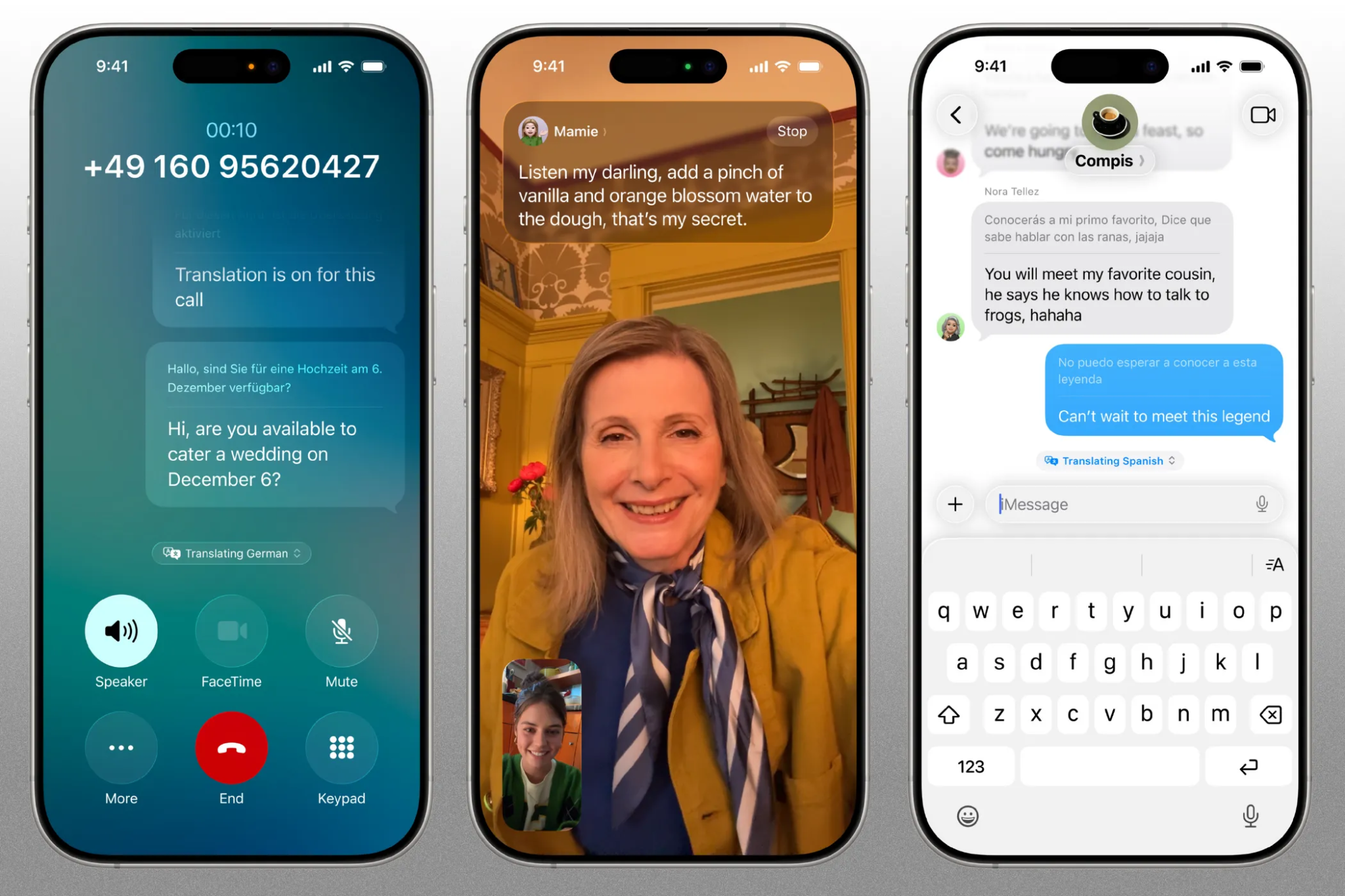 IOS 26 živý překlad na iPhone Shouts FaceTime and Messages
