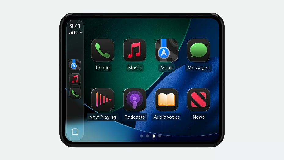 Inteligentní displej zoom v CarPlay, jako je to, jak se objevila na Světové konferenci Apple Development Conference (WWDC) v červnu 2025.