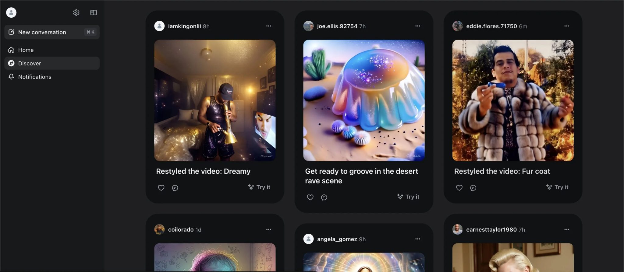 Meta AI Discover -PAGE na ploše