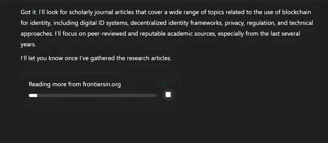 Screenshot od Desktop Chatgpt Deep Research Tool