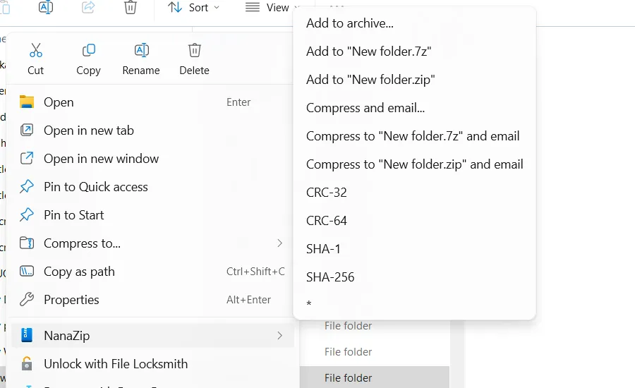 Nanazip na Windows.