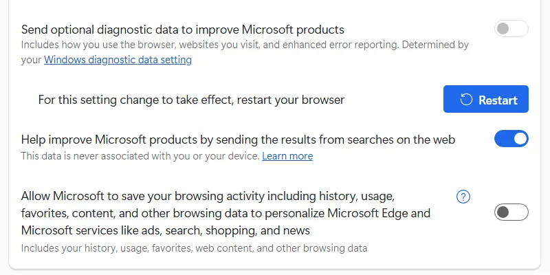 Zakázat personalizované reklamy na Microsoft Edge