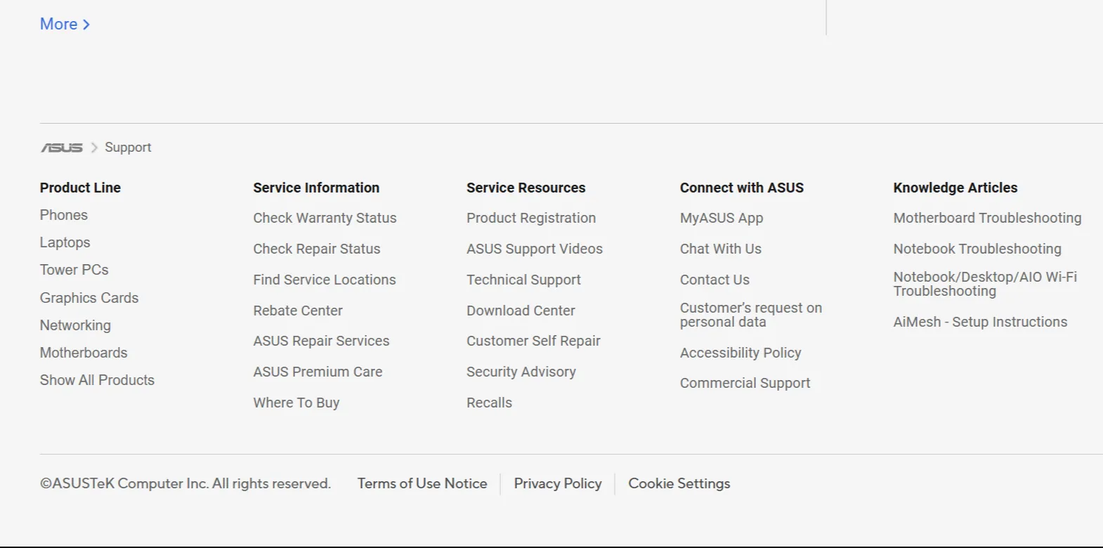 Asus Web Footer s podpůrnou službou -snelking.