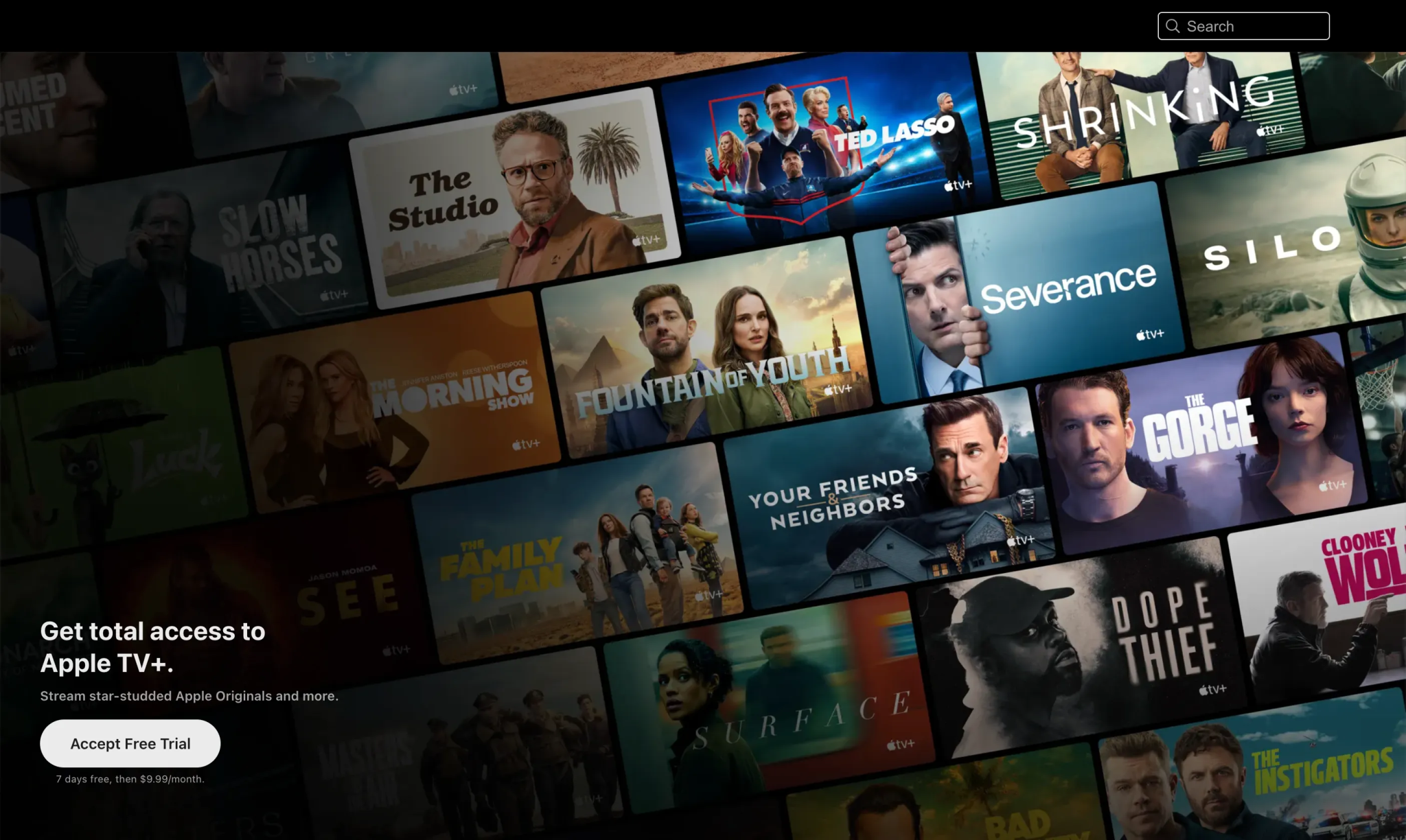 Apple TV+ startovací obrazovka