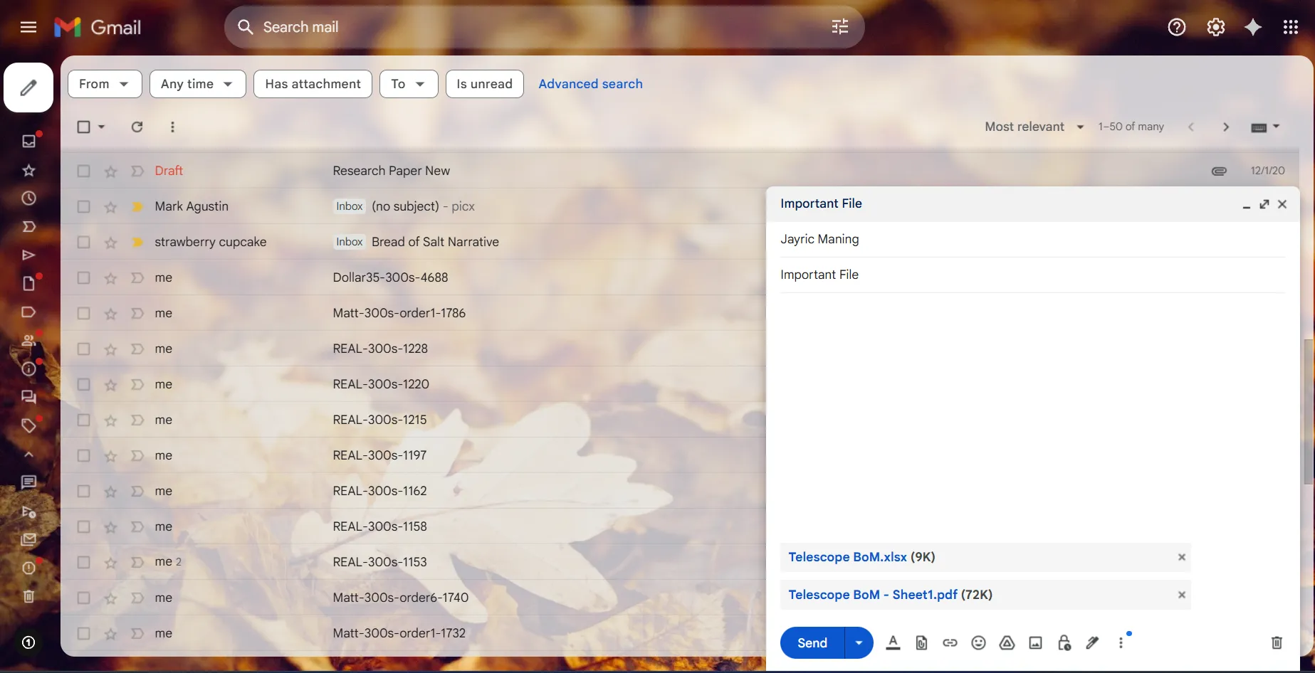 E -Mail sám důležité soubory