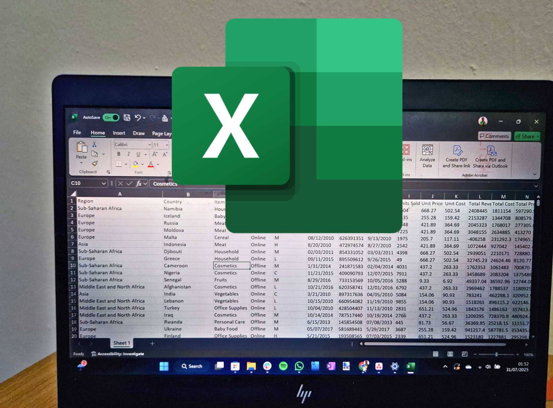 Excel -logo na tabulce